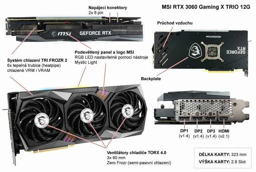 Подключение параллельно двух видеокарт 3070 и 3060 MSI GeForce RTX 3060 Gaming X TRIO 12G Recenze GPUreport.cz