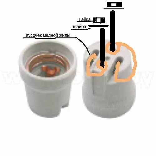 Подключение патрона для лампочки к двухжильному проводу Электроуголь - Центр знаний - hookahpro.ru