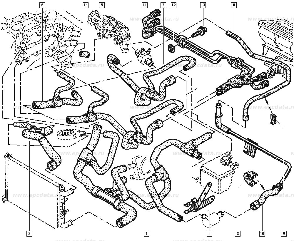 Подключение патрубков печки рено сценик 1 Схема система охлаждения ldv maxus