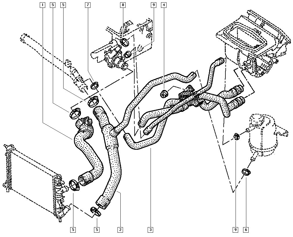 Подключение патрубков печки рено сценик 1 Картинки ПАТРУБКИ ОХЛАЖДЕНИЯ ЛОГАН