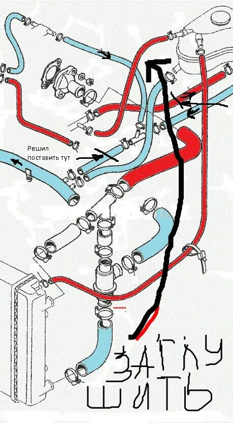 Подключение патрубков системы охлаждения Промыл печку - ЗАЗ Sens, 1,4 л, 2009 года своими руками DRIVE2