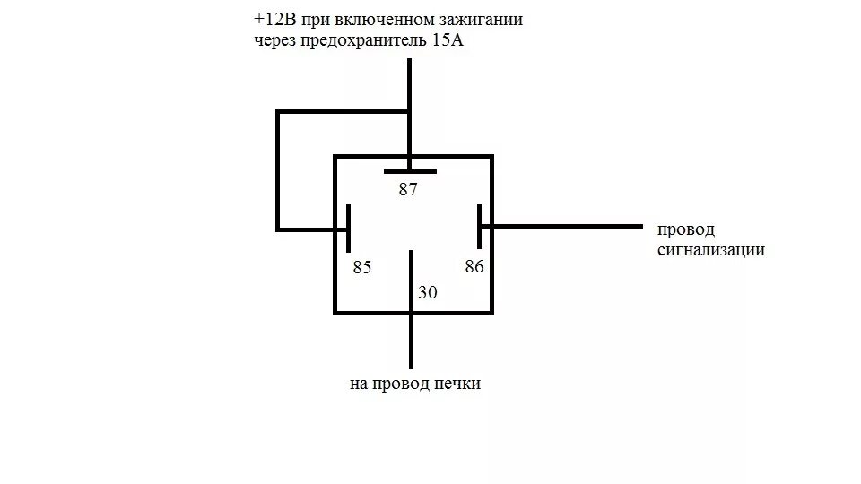 Подключение печки через реле схема подключения Включение печки с сигнализации - Lada 21074, 1,6 л, 2010 года тюнинг DRIVE2