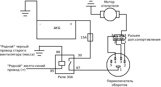 Подключение печки через реле схема подключения Вентилятор отопителя ВАЗ-2108 - Lada 4x4 3D, 1,7 л, 2011 года электроника DRIVE2