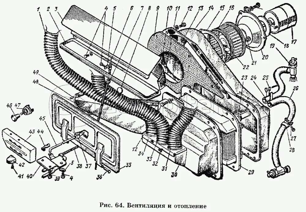 Подключение печки газ 53 Вентиляция и отопление ГАЗ-53 А - купить, цены в интернет-магазине Автопитер