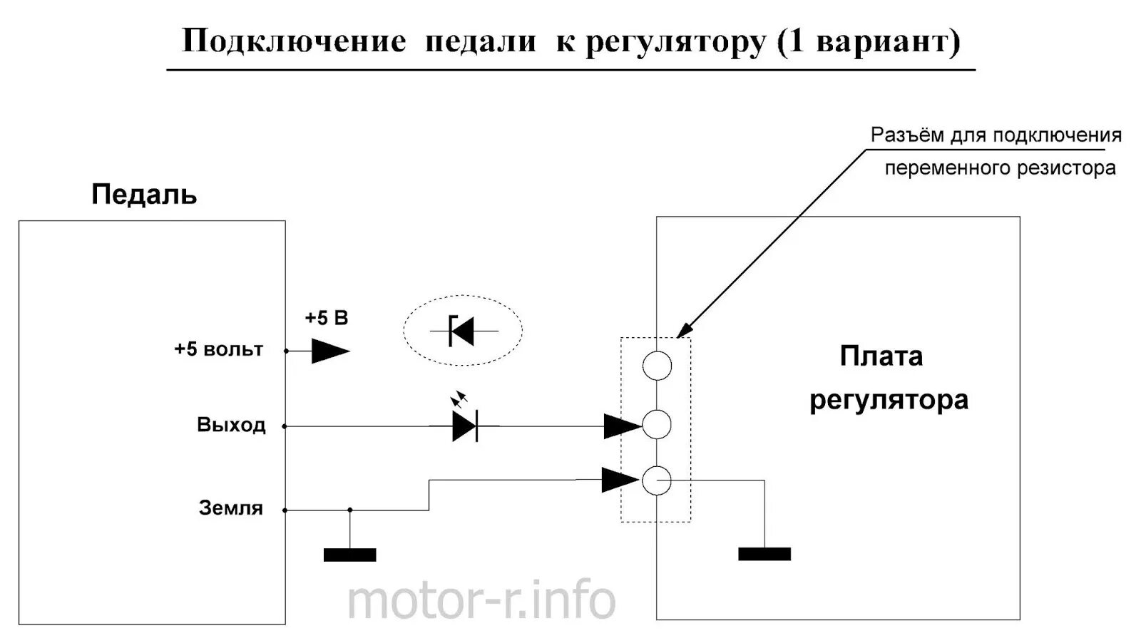 Подключение педали к швейной машине Motor Control: Подключение педали