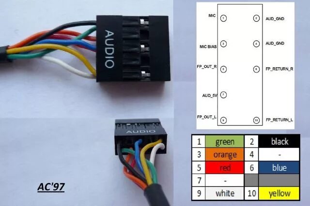 Подключение передней панели по цветам Распиновка аудио разъема на материнской плате фото - Сервис Левша