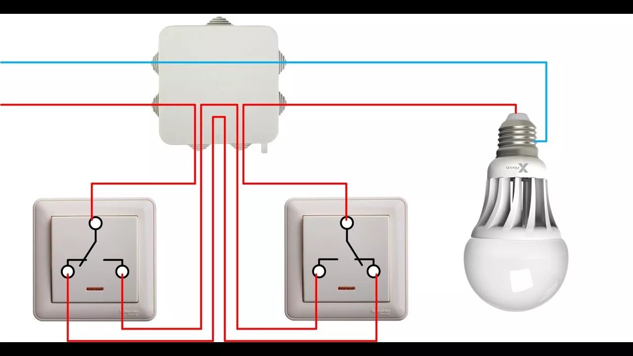 Подключение переходных выключателей Проходной выключатель. - YouTube