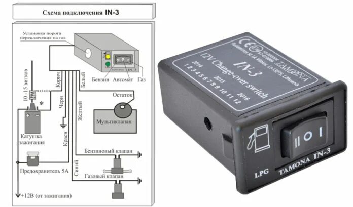 Подключение переключателя газ бензин Кнопка ГБО 2 поколения (схема подключения инжектор и карбюратор)
