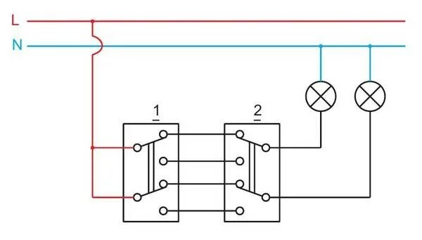 Подключение переключателя с 2 мест Схема двойных проходных: найдено 88 изображений
