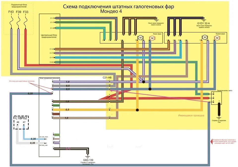 Подключение переключателя с войс форд мондео 4 Подключение и настройка адаптивных фар AFS - Ford Mondeo IV, 1,8 л, 2008 года тю