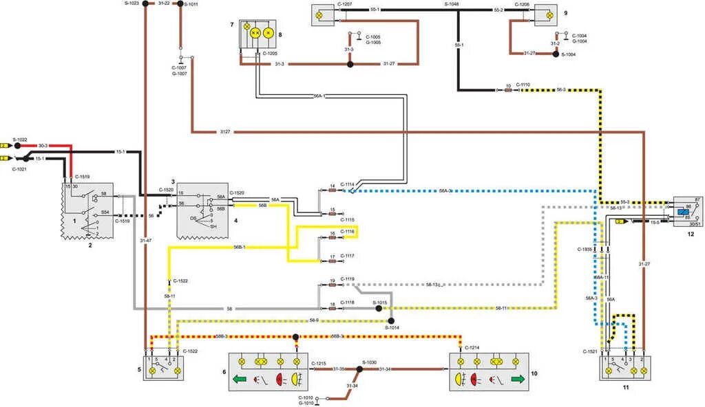 Подключение переключателя света форд g952a Ремонт Форд Сиерра: Электросхемы Ford Sierra. Описание, схемы, фото