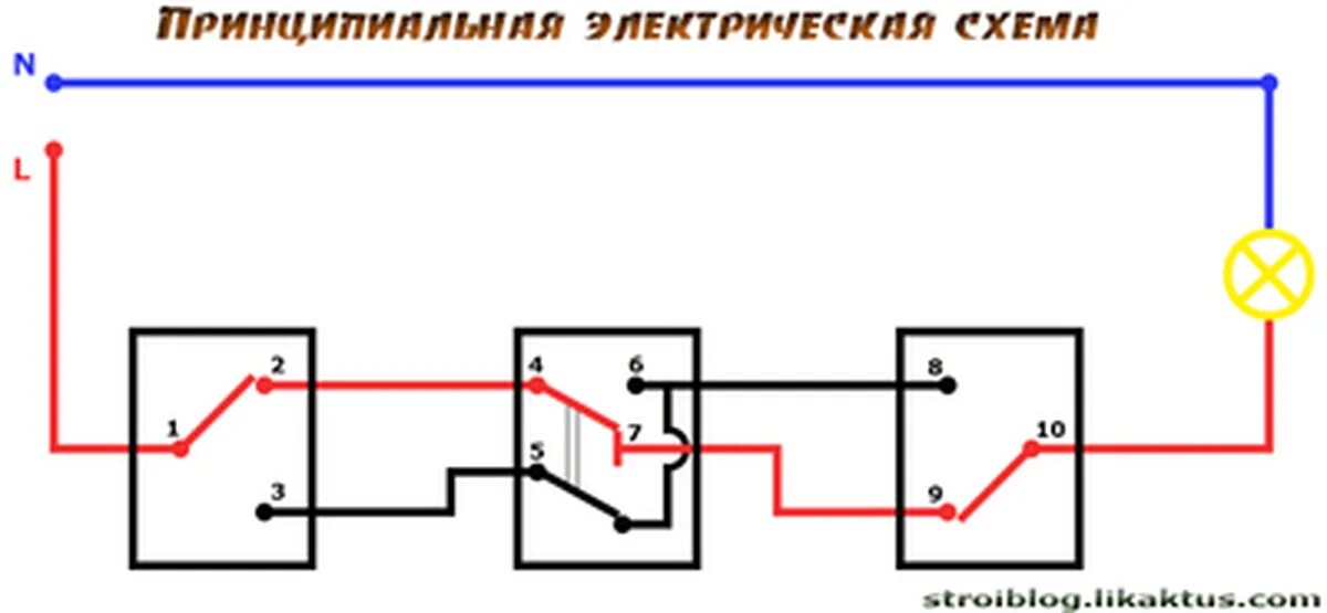 Подключение перекрестного выключателя с трех мест Ответ на пост "Проходные выключатели" Пикабу