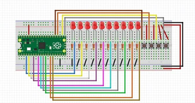 Подключение пико 4 Светодиодные "бегущие огни" на основе Raspberry Pi Pico " Digitrode.ru