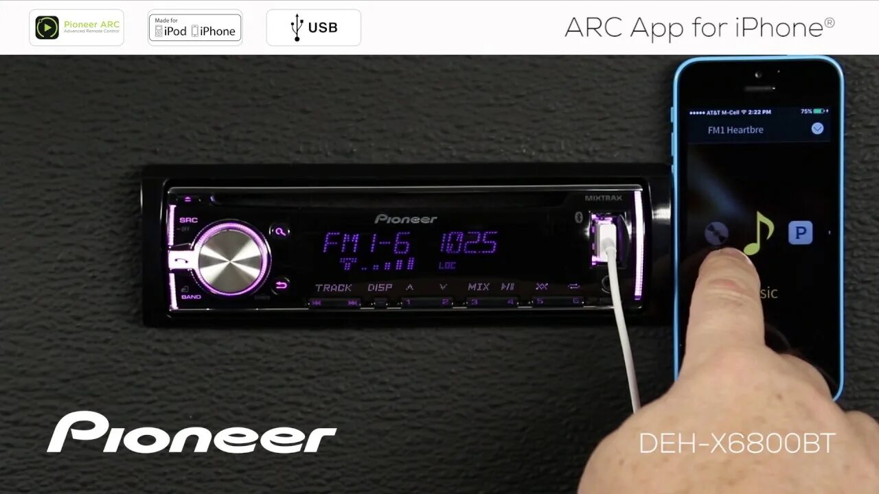 Подключение пионера магнитолы через блютуз How To - DEH-X6800BT - ARC App for iPhone - YouTube