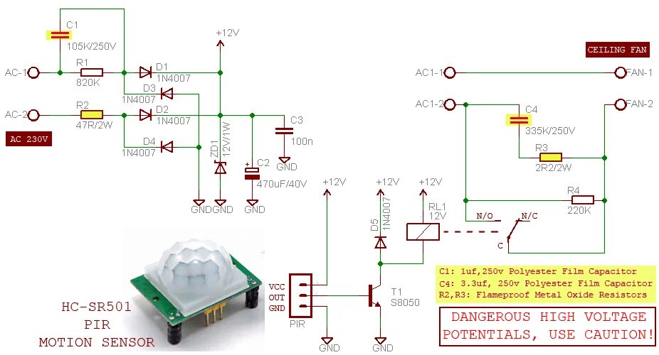 Подключение pir датчик Automatic Fan Switch with PIR Motion Sensor - Codrey Electronics Electrónica, El