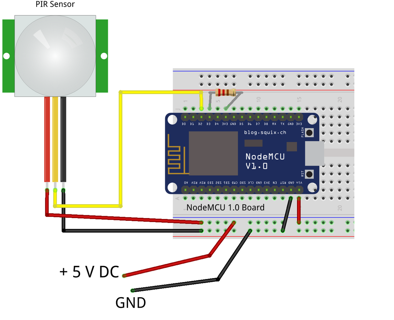 Подключение pir датчик Intruder Alarm System with Automatic Online Updates using NodeMCU devkit v1.0 - 