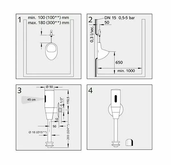 Подключение писсуара к воде SCHELL SCHELLTRONIC 011130699 Автоматическое/электронное смывное устройство для 