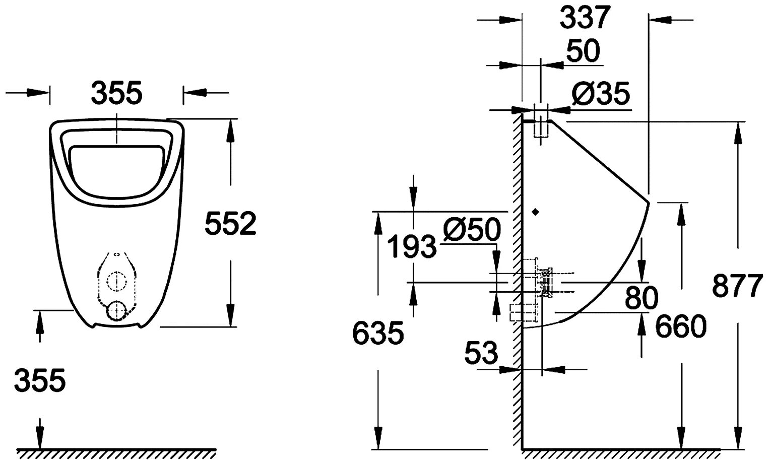 Подключение писсуара к воде Писсуар Grohe Bau Ceramic 39439000