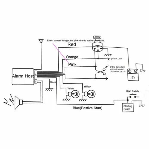 Подключение питания сигнализации Motorcycle Remote Control Engine Start 2 Way Alarm System Anti-Theft Alarm Lock 