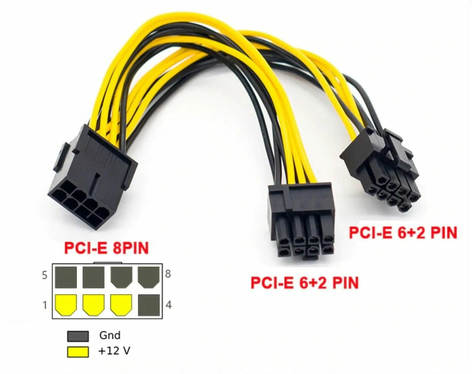 Подключение питания видеокарты 6 2 PCI-E 8-Pin до 2x 6+2-Pin (6-pin/8-pin) Power разветвитель PCIe PCI Express eBay