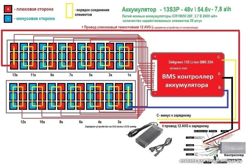 Подключение платы bms 13s к блоку аккумуляторов ЭлектроСАМОКАТЫ - Форум onliner.by