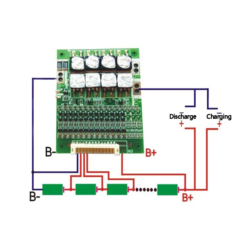 Подключение платы bms 13s к блоку аккумуляторов Балансировочная плата BMS для литий-ионных и литиевых аккумуляторов 18650, 13S, 