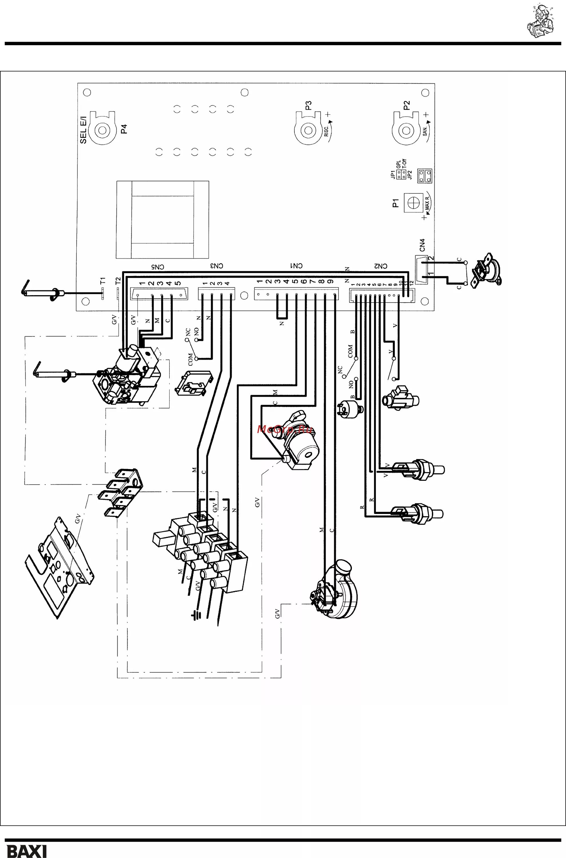 Подключение платы котла бакси Baxi Main 24 Fi 20/25 Электрическая схема main 24 fi
