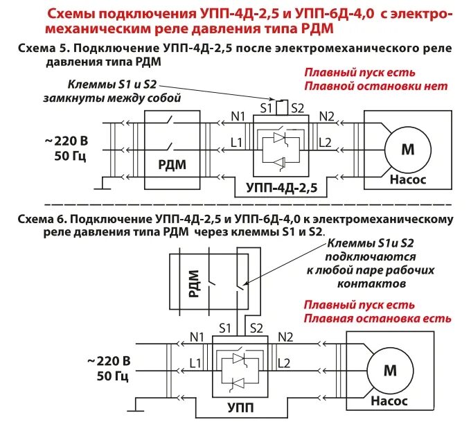 Подключение плавного пуска к насосу Схемы подключения приборов EXTRA "Акваконтроль"