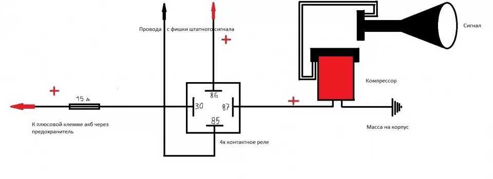 Подключение пневмо гудка через реле схема Доработка пневмосигнала - Lada 21102, 1,5 л, 2002 года аксессуары DRIVE2