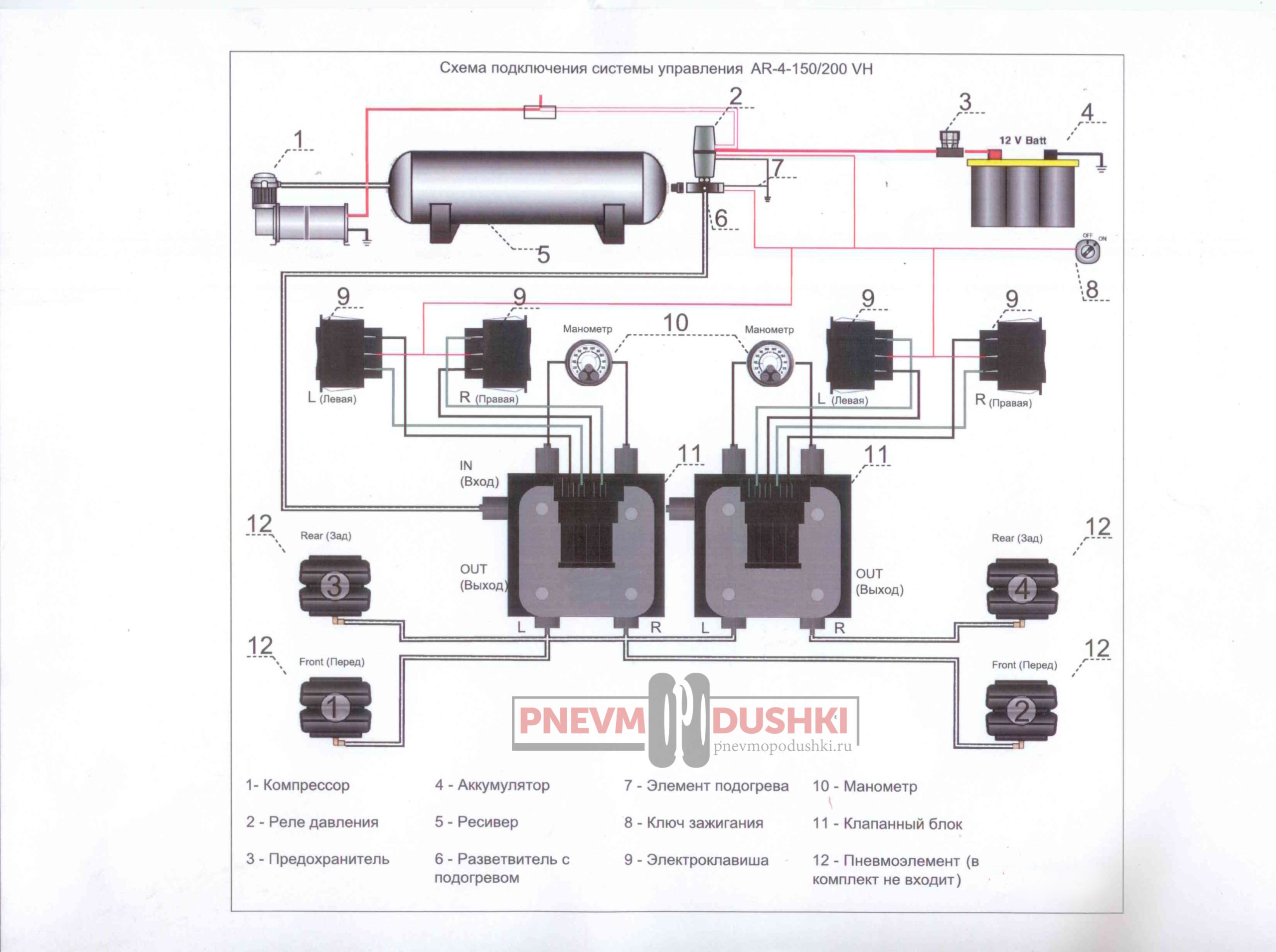 Подключение пневмоподвески 4 контура ваз четырех контурная система управления пневмоподвеской