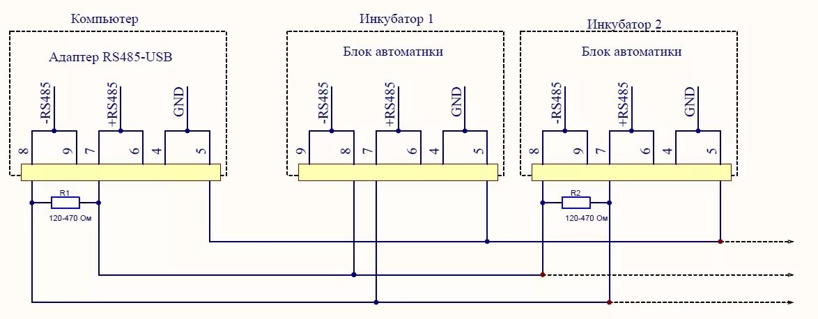 Подключение по rs 485 несколько устройств Режимы инкубации на компьютере!