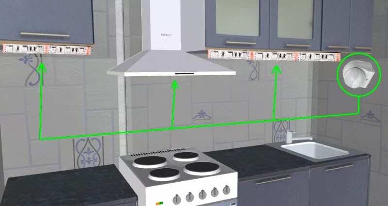 Подключение подсветки на кухне через выключатель Светодиодная подсветка фартука на кухне своими руками - основные преимущества