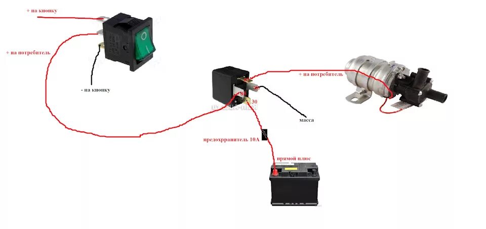 Подключение помпы через реле Как сделать теплую печку 2109 - Lada 21093, 1,5 л, 1999 года своими руками DRIVE