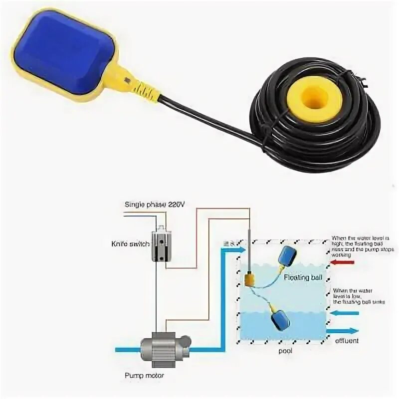 Подключение поплавкового датчика 10 м поплавок выключатель автоматический воды датчик уровня жидкости резервуар п