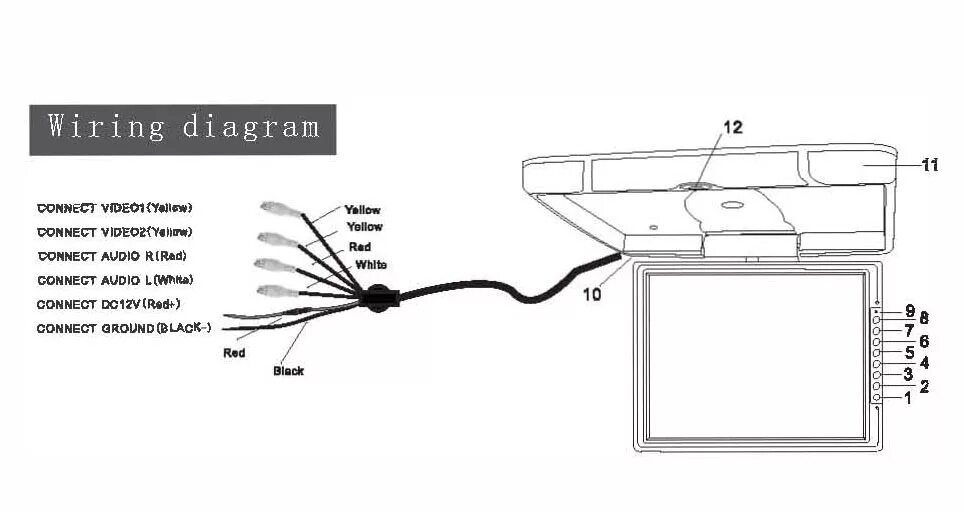 Подключение потолочного монитора к магнитоле Amazon.com: 14" TFT Roof Mount Monitor - LCD Type, 12V Power Supply, Dual Video 