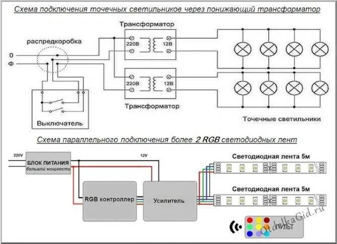 Подключение потолочных светильников своими руками схема подключения Как установить и подключить точечные светильники правильно