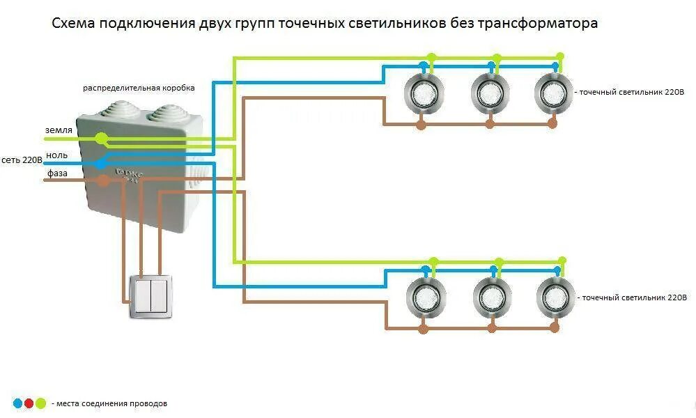 Подключение потолочных светильников своими руками схема подключения Подвесной потолок с подсветкой: как подключить светильники, люстру, светодиодную