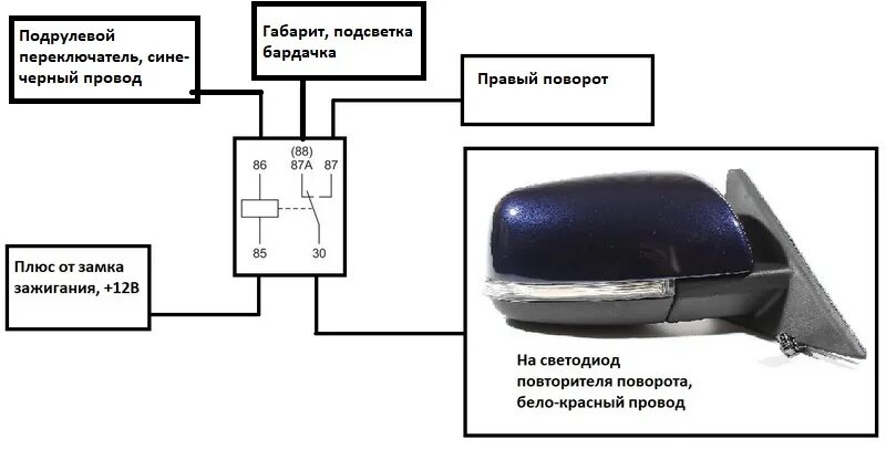 Подключение поворотников в зеркалах калина 1 Подключение зеркал с поворотниками: найдено 87 изображений