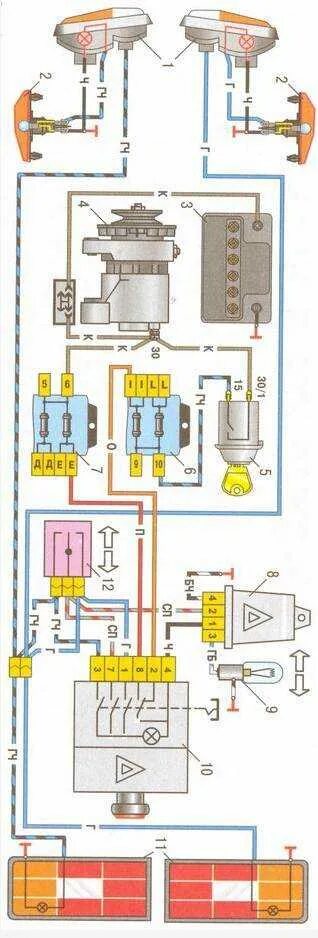 Подключение поворотников ваз Повороты схема 2107 - найдено 87 картинок