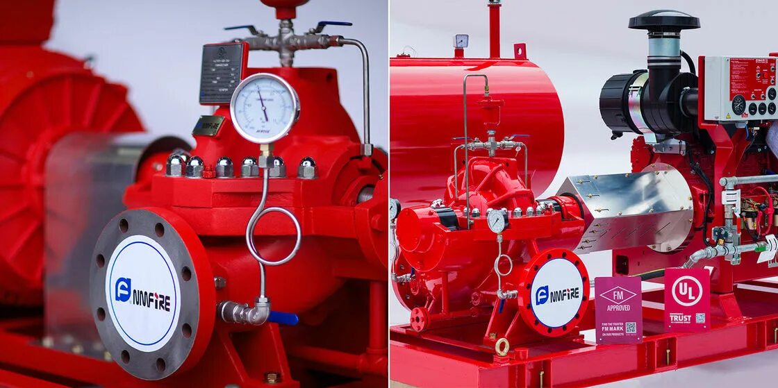 Подключение пожарного насоса Red High Pressure Fire Fighting Pumps / Hospitals Diesel Fire Pump Package