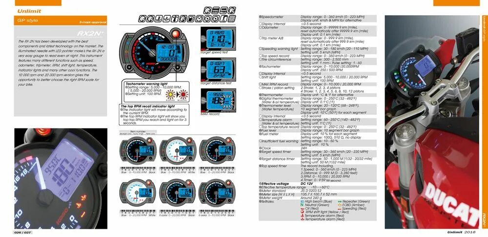 Подключение приборной панели эндуро RX2N+ GP Style (max. 10 000RPM) weiss mit ABE/KBA Koso Europe English