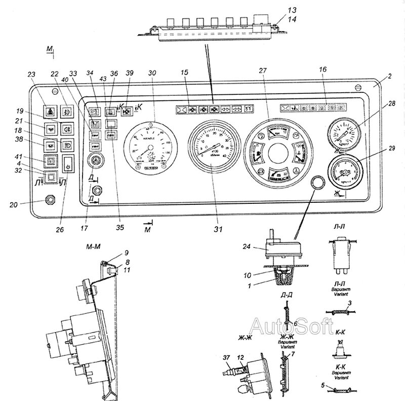 Подключение приборной панели камаз 6520-3805010-30 Щиток приборов КамАЗ-6520 (Euro-2, 3) (Чертеж № 672: список дета