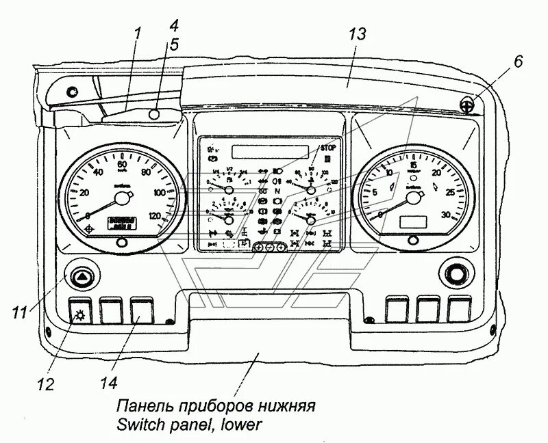 Подключение приборной панели камаз 4308-3805001-42 Установка щитка приборов КамАЗ-43253 (Часть-2) (Чертеж № 151: сп