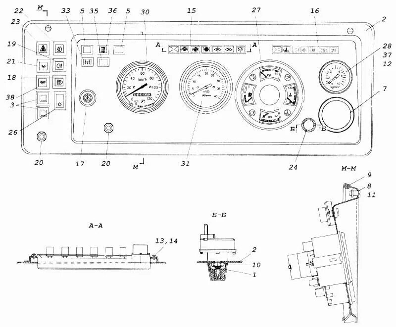 Подключение приборной панели камаз Щиток приборов КамАЗ-5360 (Чертеж № 297: список деталей, стоимость запчастей) в 