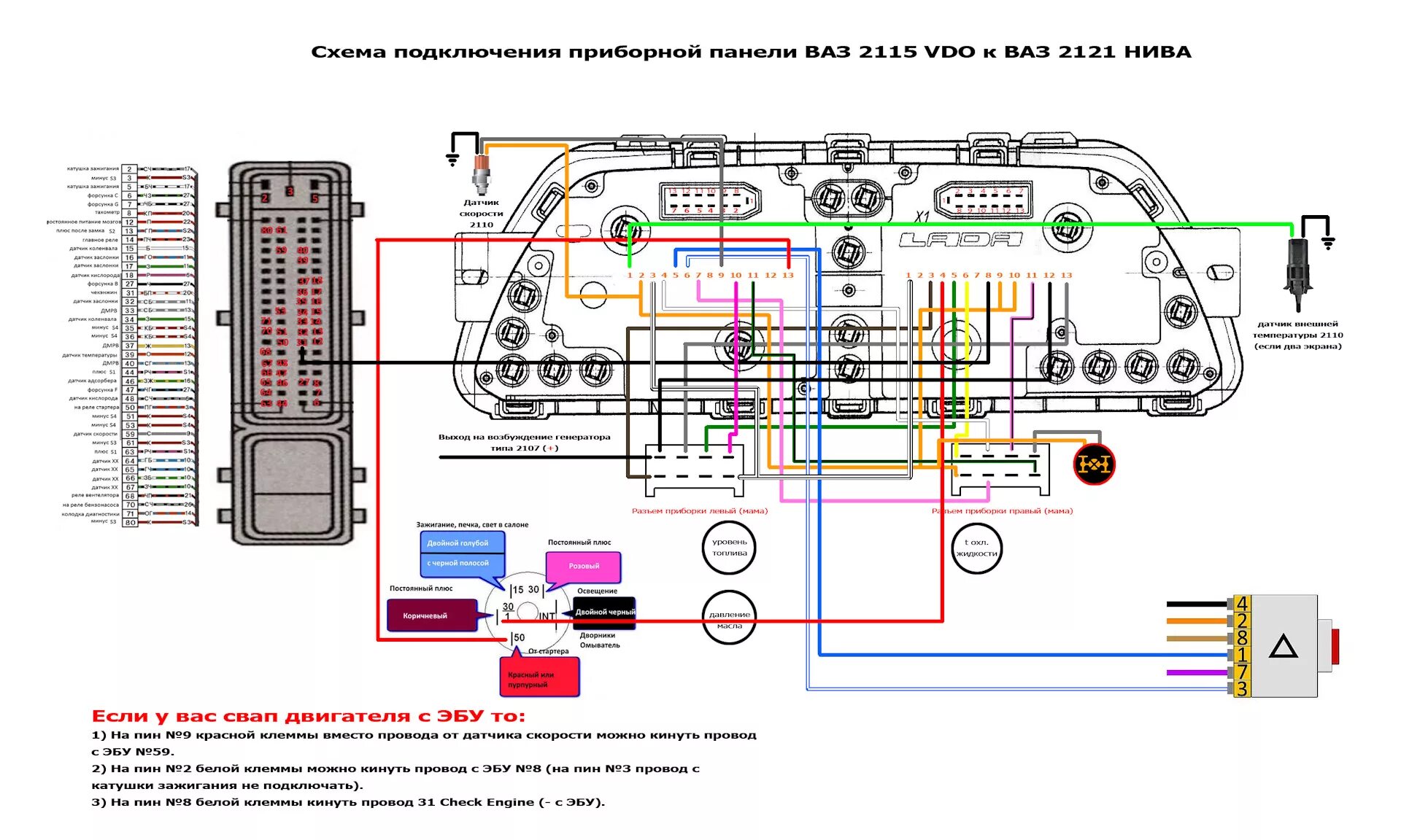 Подключение приборной панели на столе Приборная панель VDO 2115 в ниву 2121 - Lada 4x4 3D, 1,6 л, 1982 года тюнинг DRI