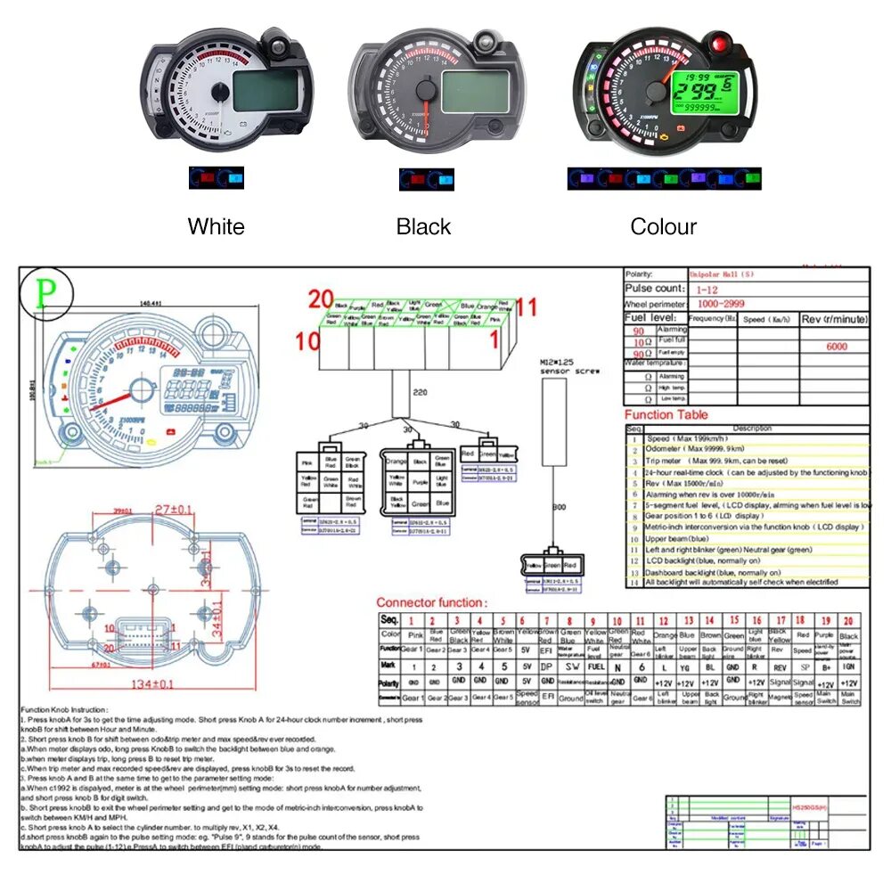 Подключение приборной панели питбайк Sclmotos-Универсальный мотоциклетный одометр, ЖК-дисплей, цифровой спидометр, та