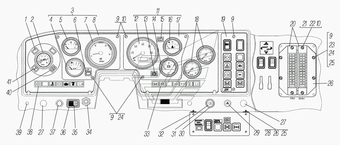 Подключение приборной панели урал 4320 Панель приборов УРАЛ-4320-60 (Чертеж № 119: список деталей, стоимость запчастей)