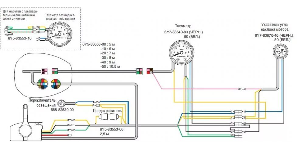 Подключение приборов воды подскажите отличие ямаховского тахометра 6Y8T-01 от 6Y8F-01 -- Форум водномоторн