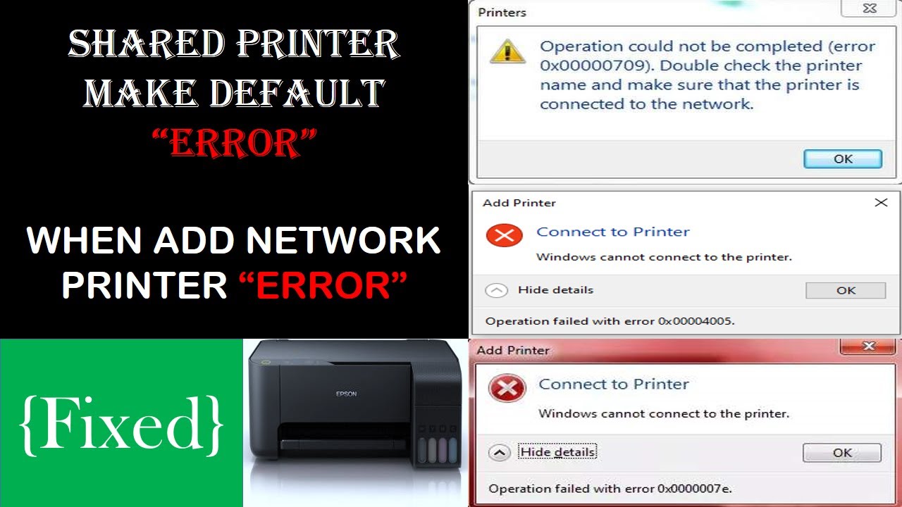 Подключение принтера ошибка 0x00000709 HOW TO FIXED NETWORK PRINTER Error 0x00000709 0x00004005 0x0000007e - YouTube