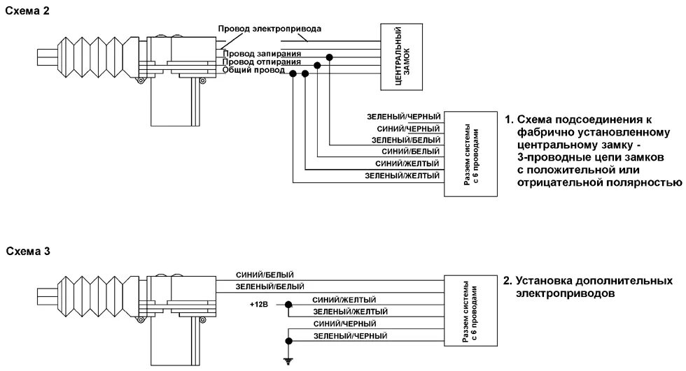 Подключение привода центрального замка Схема подключения активаторов дверей